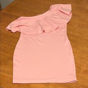 Pink Asymmetrical Ruffled One-Shoulder Dress Youth Girls Size 8